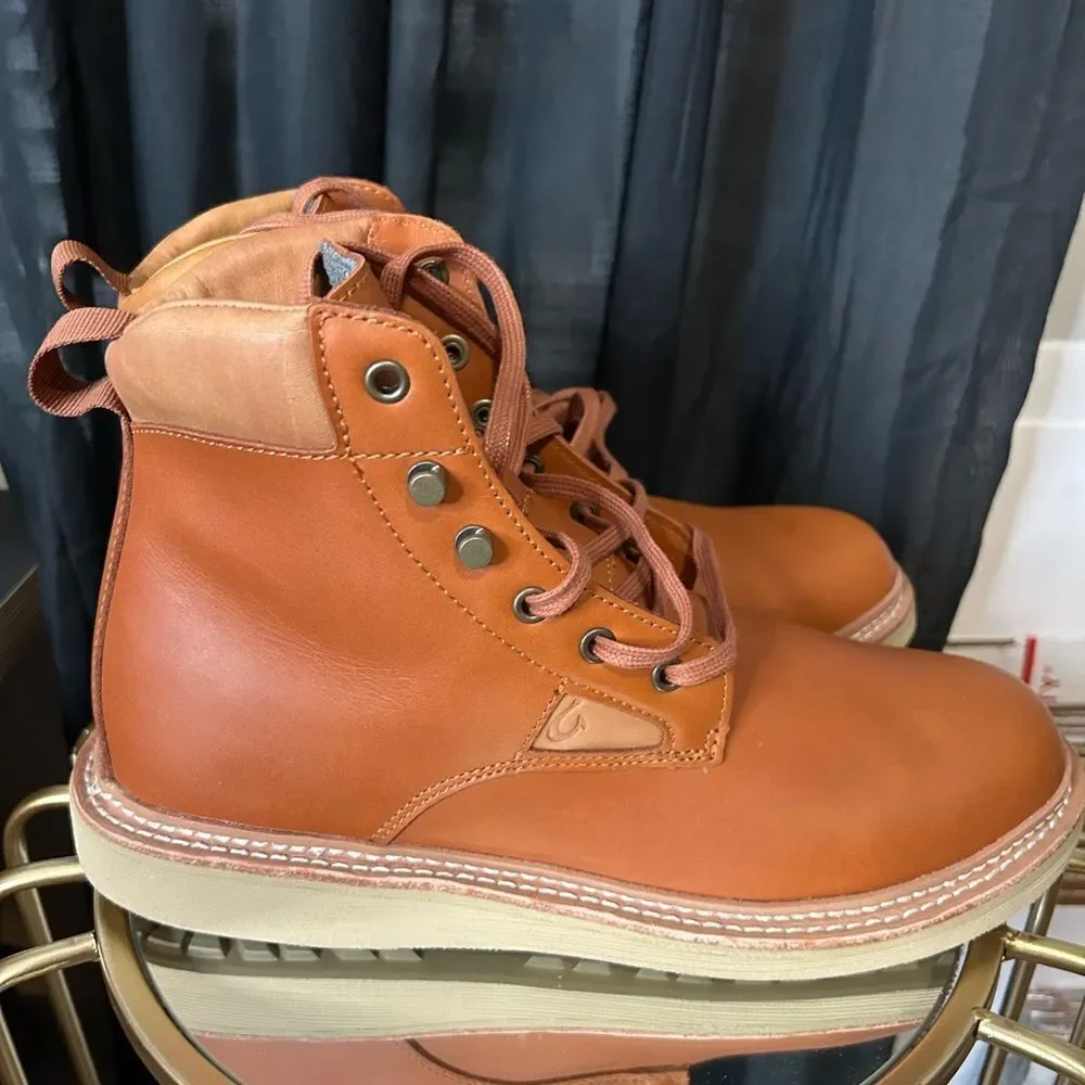 Olukai KilaKila Men's Tan Leather Boots NEW
